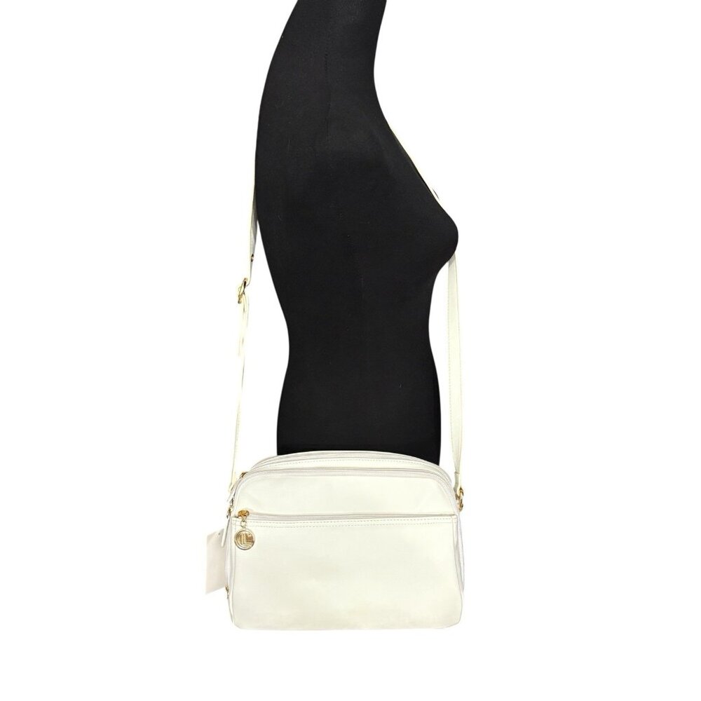 NOS Carryland White Purse Crossbody Bag Vintage w/ Original Tags Zip‎ Close